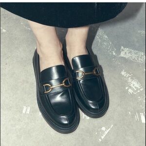 Zara Flat Buckled Loafers (Black)